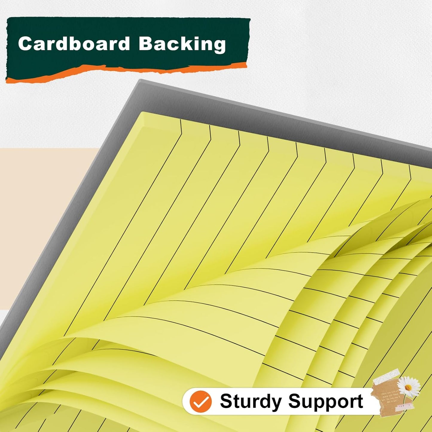 Legal Pads 8.5 x 11 Yellow Note Pads 8.5 x 11.75 Wide Ruled Writing Pads Lined Notepad for Home, School, Office Use, 80gsm Perforated Paper - Sturdy Cardboard Backing Support, 5 Pack (30 Sheets/Pad)