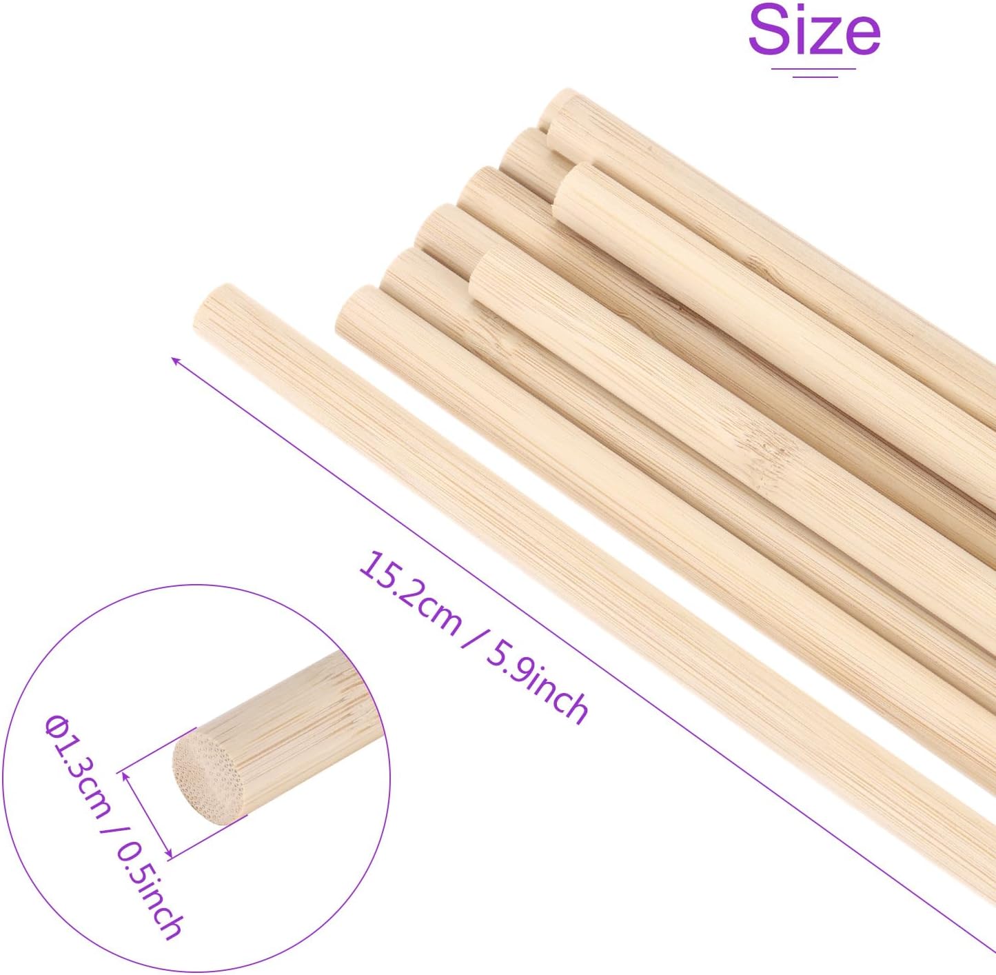 DMiotech 50 Pack 1/2" x 6" Wooden Dowel Rods Unfinished Natural Sticks Wood Craft Sticks for Home Decor Projects and Making DIY Craft,Wood Color