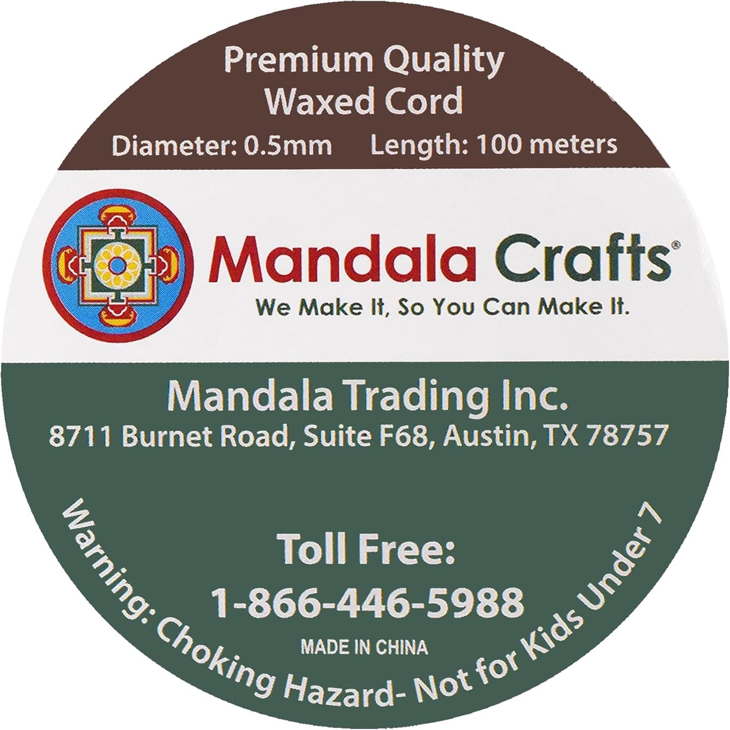 Mandala Crafts 0.5mm 109 Yards Bistre Brown Cotton Waxed Cord for Jewelry Making Bracelet Cord Waxed String - Beading String Thread Jewelry Cords for Necklaces String