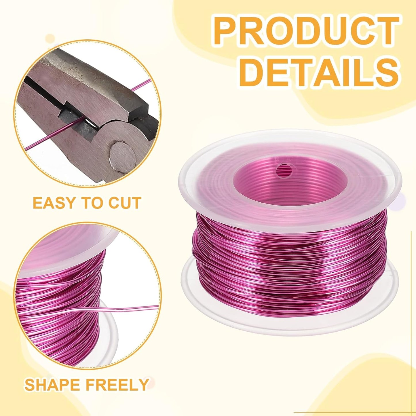 uxcell 18 Gauge / 1mm Anodized Aluminum Wire for Jewelry Craft Making, 102 Feet Bendable Flexible Wire for DIY Home Decor Gardening Sculpture, Rose Red