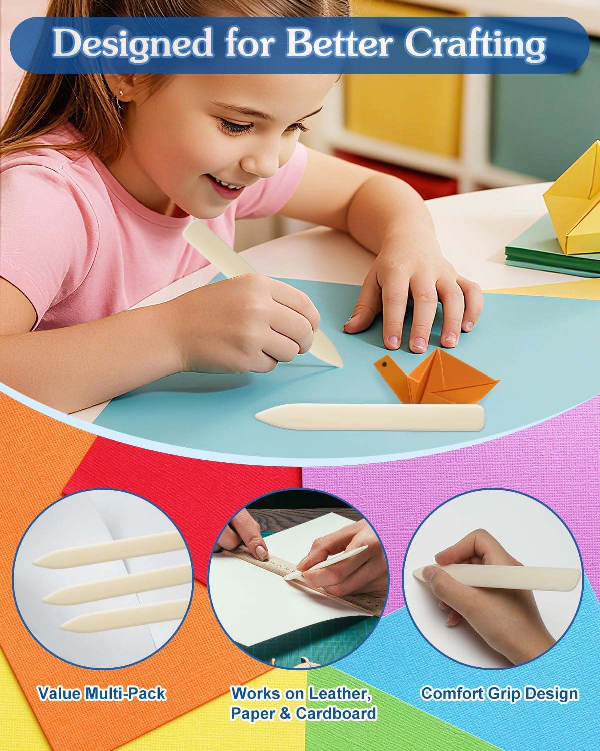 UCEC 30 Pack Bone Folder Tool, Plastic Bone Folder Crafts Scoring Folding Creasing Paper Crafting Scrapbooking Tool for Card Making, Paper Folding Tools for DIY Crafting Leathercrafts Bookbinding