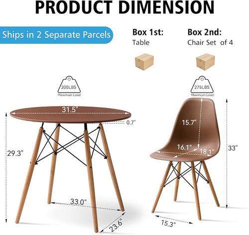 5-Piece Round Dining Table Set, Small 31.5" Kitchen Table Chairs Set of 4 Space - Image 2