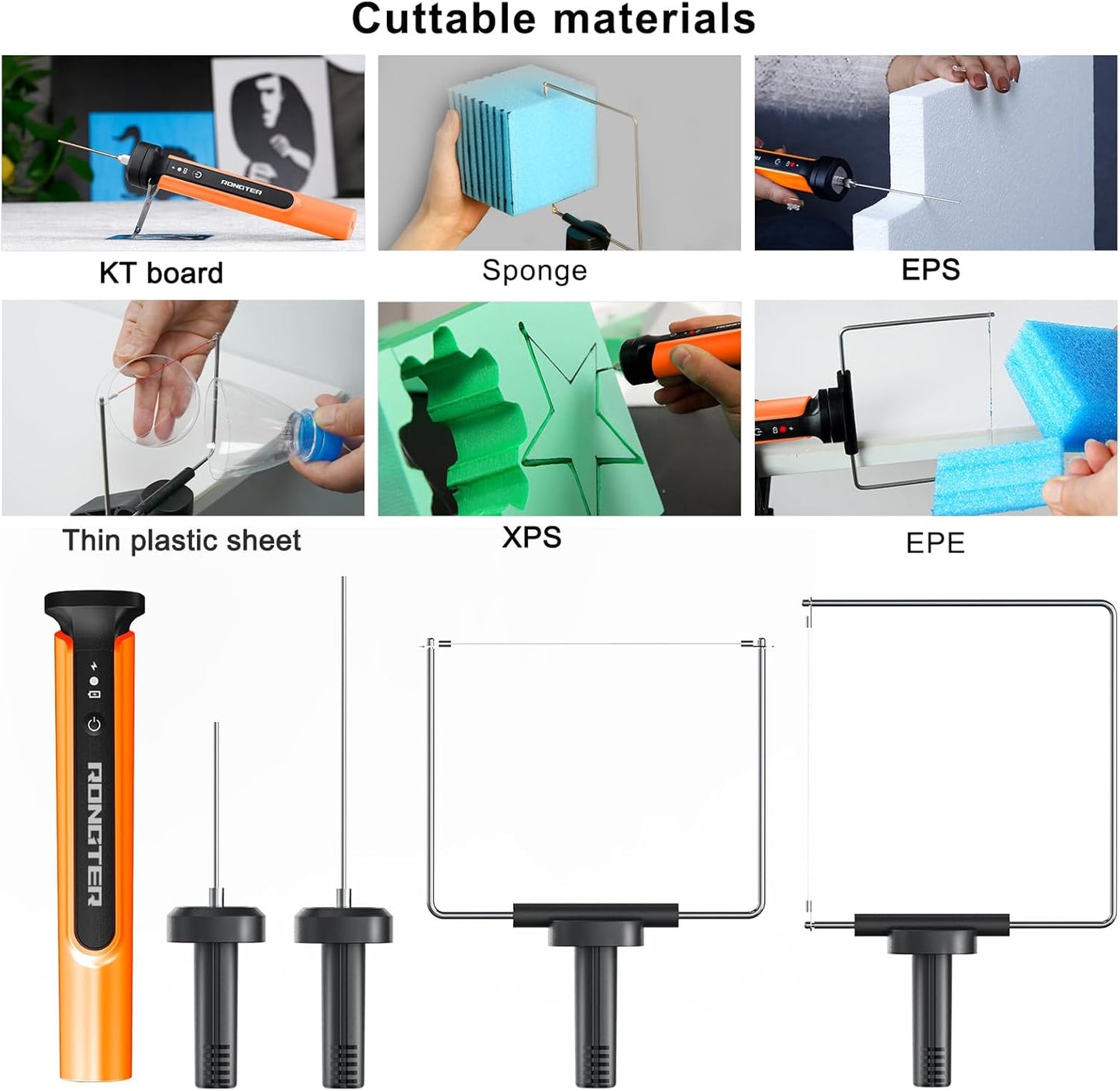 4 in 1 Hot Wire Electric Foam Cutter kit, Styrofoam Cutting Tool 15W/ 6V, Heated Foam Carving Knife Kit. (Bagged Orange)