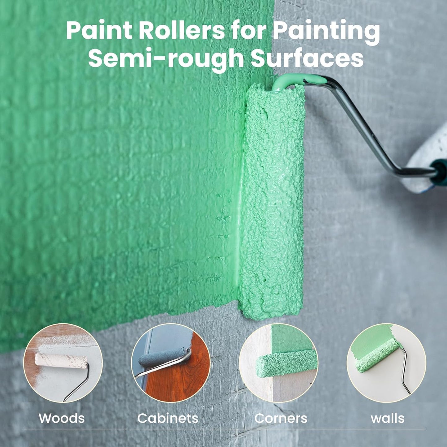 Mister Rui Microfiber Paint Roller Covers, 20 Pack 4 Inch Microfiber Roller Covers with Roller Frame, Mini Rollers for Painting, Small Roller Cover Use with All Paints and Stains
