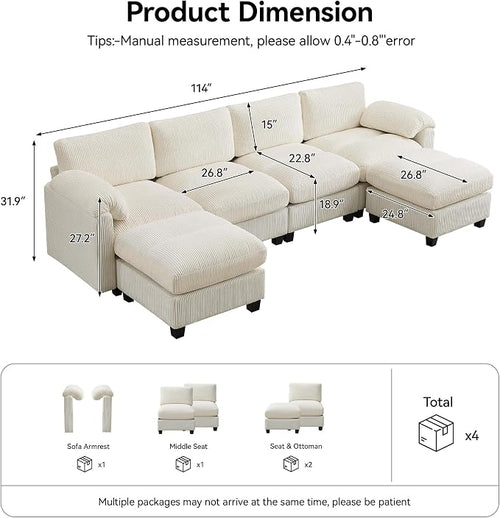 114'' U-Shaped Sectional Couch - Image 2