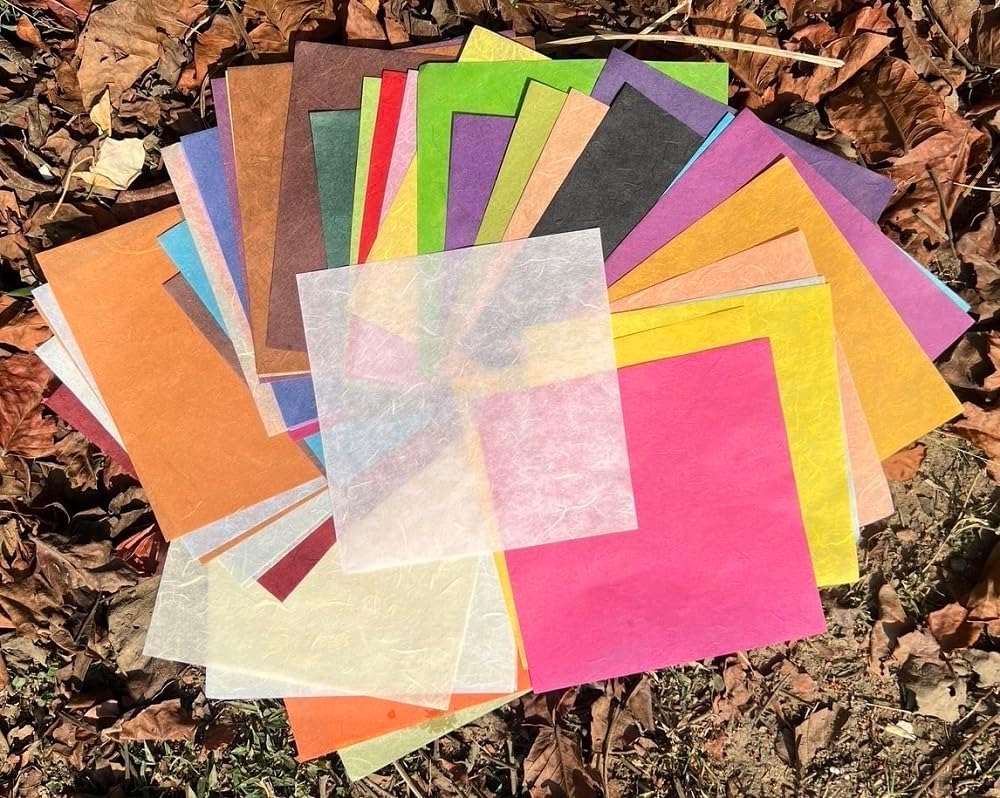 50 Colors 50 Sheets 6 x 6 Inches Natural Fiber Mulberry Tree Square Origami Paper Arts Folding Craft, Decoration Paper, Writing Painting Square Folding Paper for DIY Crafts (Mixed Color, 6"x6")