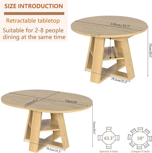 43.3in-59in Extendable Round Dining Table - Image 2