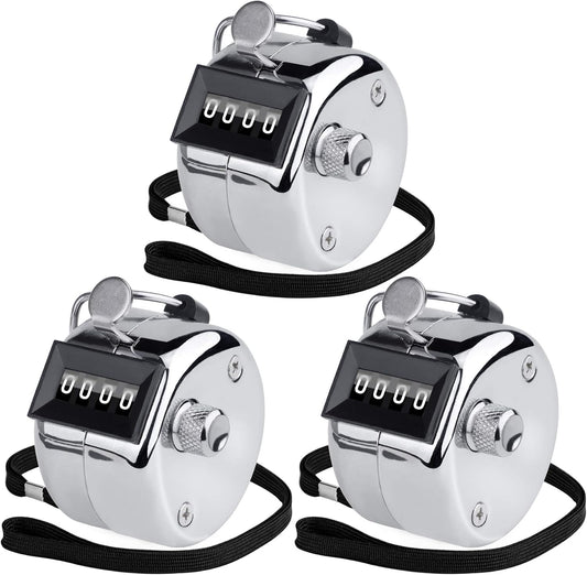 KTRIO Metal Handheld Tally Counter, 4-Digit Number Clicker Counter, Hand Mechanical Pitch Counters for Coaching, Knitting, People, Lap, Fishing, Golf and Row