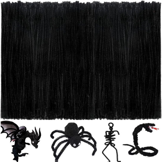 500PCS Pipe Cleaners Craft - Black Pipe Cleaners Craft Bulk Supplies,Chenille Stems for Kids and Adults DIY Arts Crafts Project