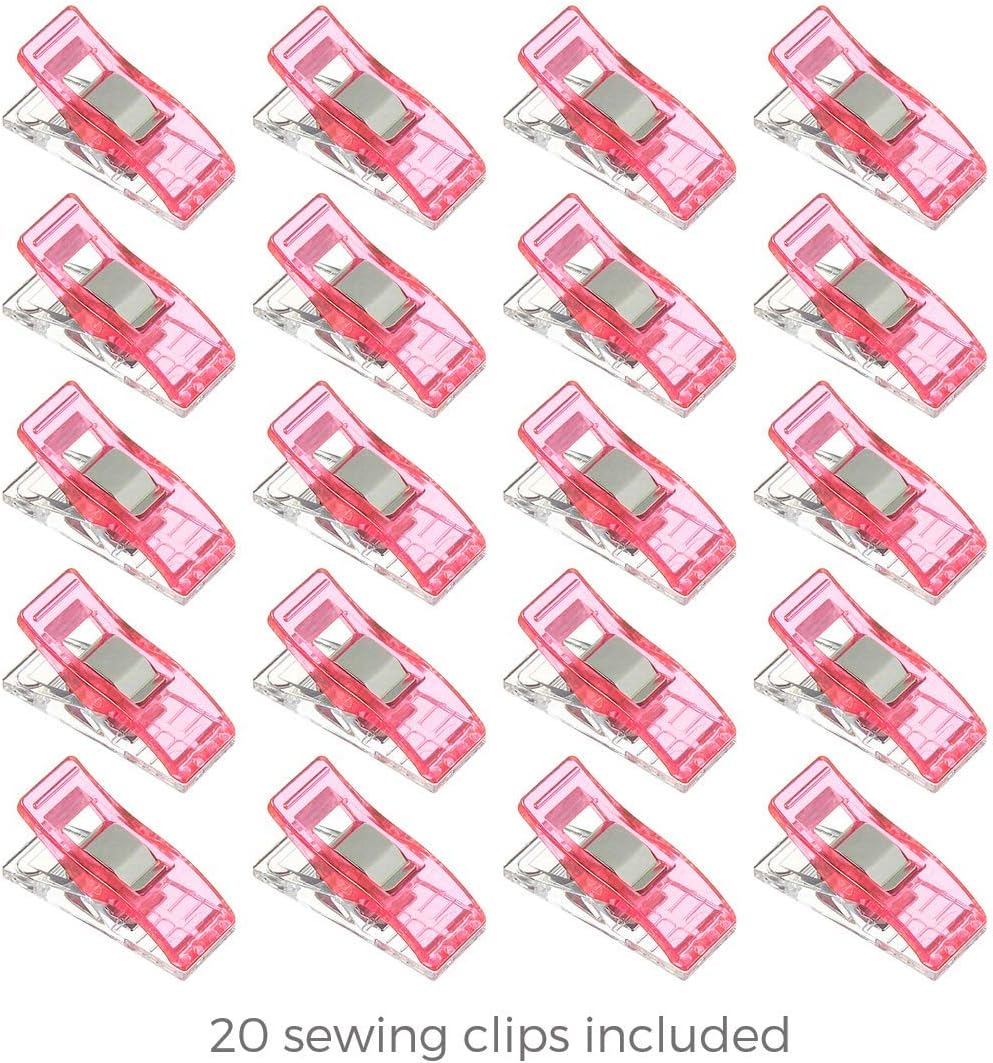 Rotary Cutter Set - Quilting Kit incl. 45mm Fabric Cutter, 5 Replacement Blades, A4 Cutting Mat, Acrylic Ruler and Craft Clips - Ideal for Crafting, Sewing, Patchworking, Crochet & Knitting (Pink, A4)