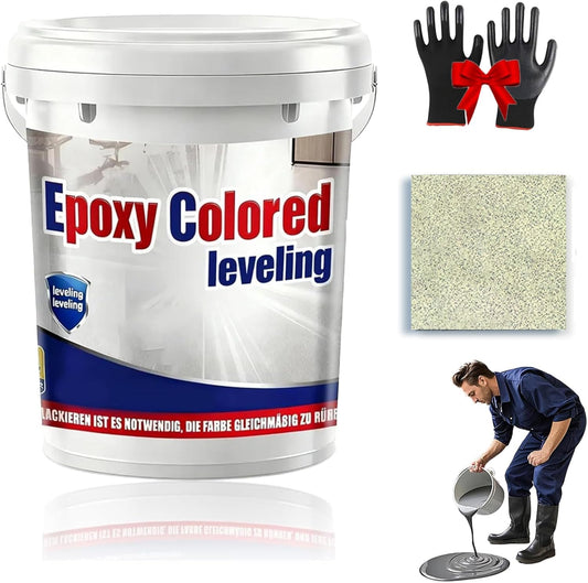 Epoxy Floor Paint, Epoxy Colored Sand Floor Paint, High-Gloss Marble Effect Self-Leveling Coating, Waterproof, Non-Slip, Ultra-Durable for Garage, Basement, Wood Floors (Beige,2.2 lb)