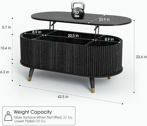 42.5" Oval Lift Top Coffee Table - Image 2