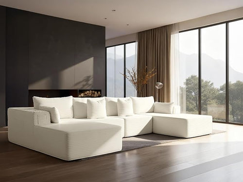 138" Cloud Sectional Couch, Comfort U Shaped Sofa by VYUXWO