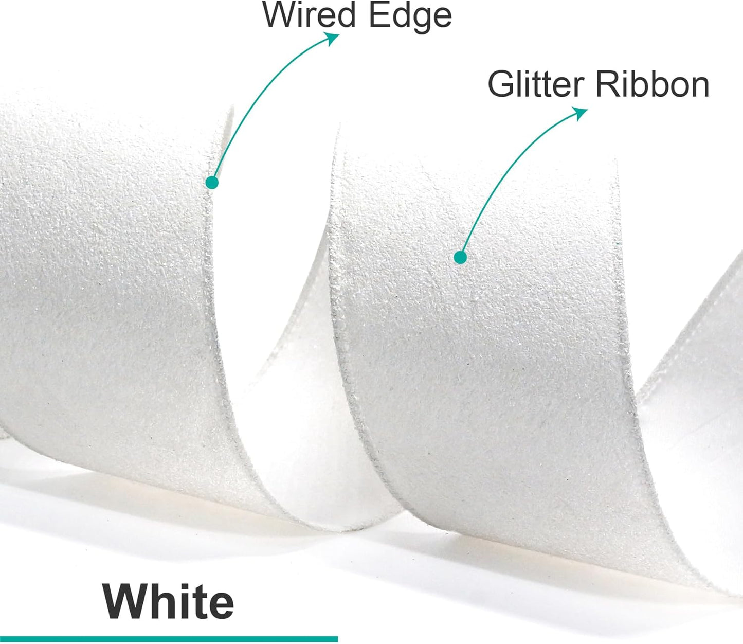 CT CRAFT LLC Glitter Wired Ribbon 1.5" x 20 Yards White for Christmas Home Decor Bow Gift Wrapping DIY Crafts Wreath
