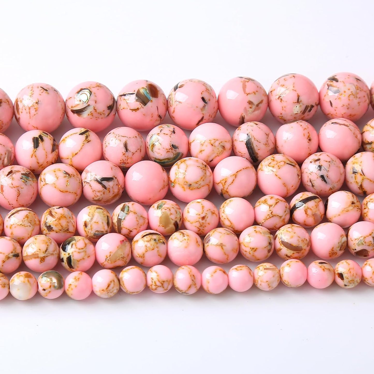 90PCS 4MM Natural Pink Shell Turquoise Beads for Jewelry Making with Mother-of-Pearl Round Loose Beads DIY Bracelet Accessories 15" (4mm, Pink Shell Turquoises)