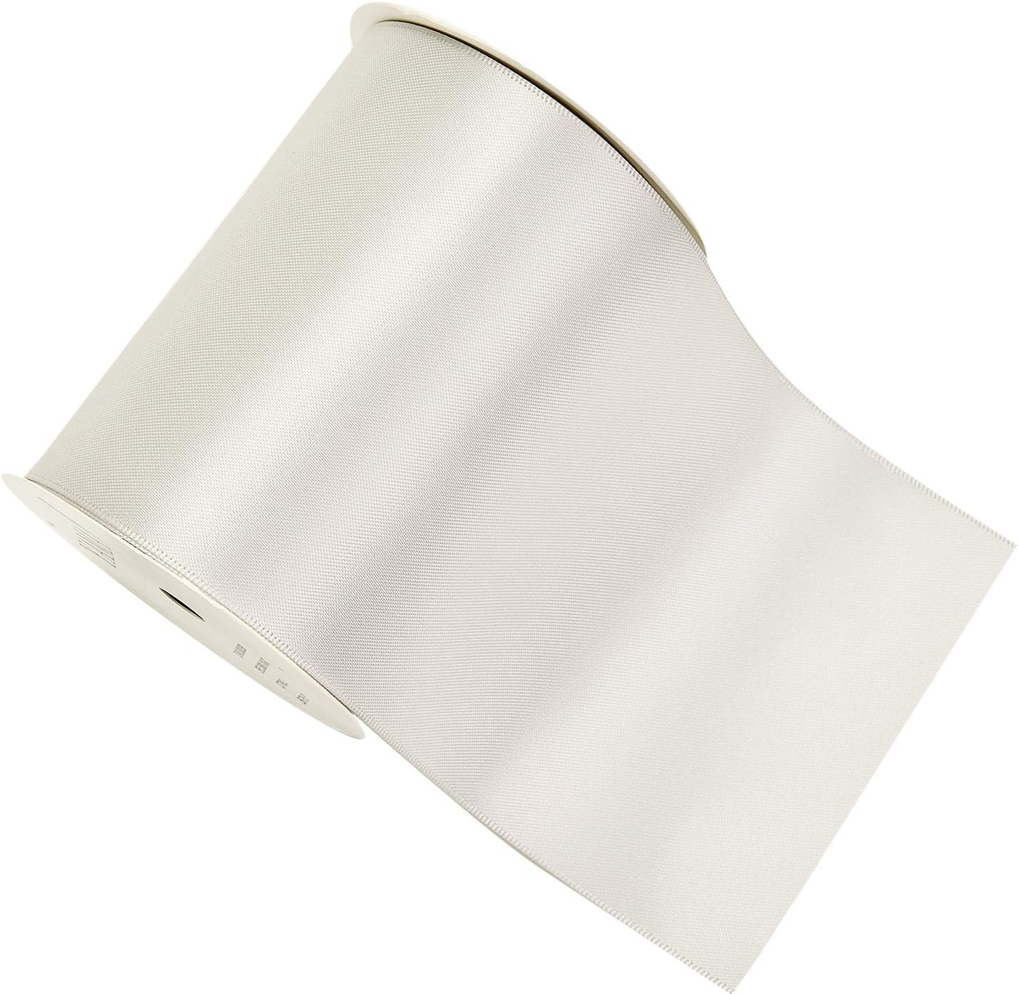 YAMA Double Face Satin Ribbon Roll - 4 inch Wide Solid Color Craft Ribbon, Great for Chair Sash,Making Bow, Sewing and Wedding Bouquet- 5 Yard/Spool, Silver