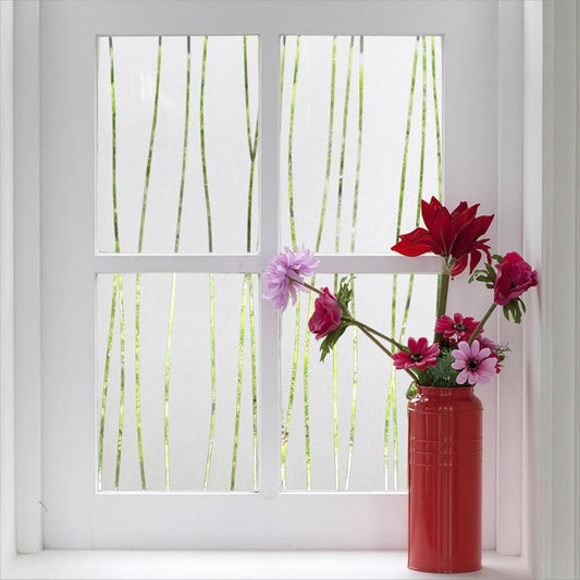 Finnez Window Privacy Film Decorative Frosted Window Cling Privacy Film for Glass, Non-Adhesive Heat Anti-UV for Home Office Living Room, Irregular Stripe Patterns, 17.5 x 157.4 Inches