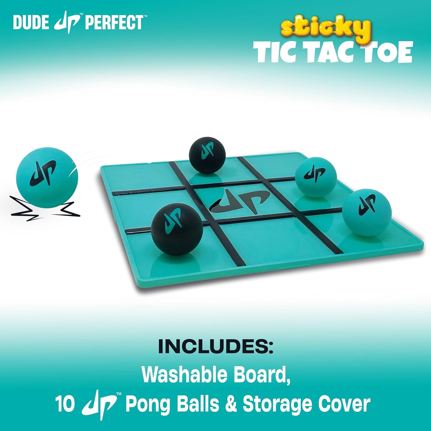 Dude Perfect Sticky Tic Tac Toe, Kids Tabletop Activity, for Family Game Night, Perfect for a Gift and Parties, 2 Players, Ages 4+