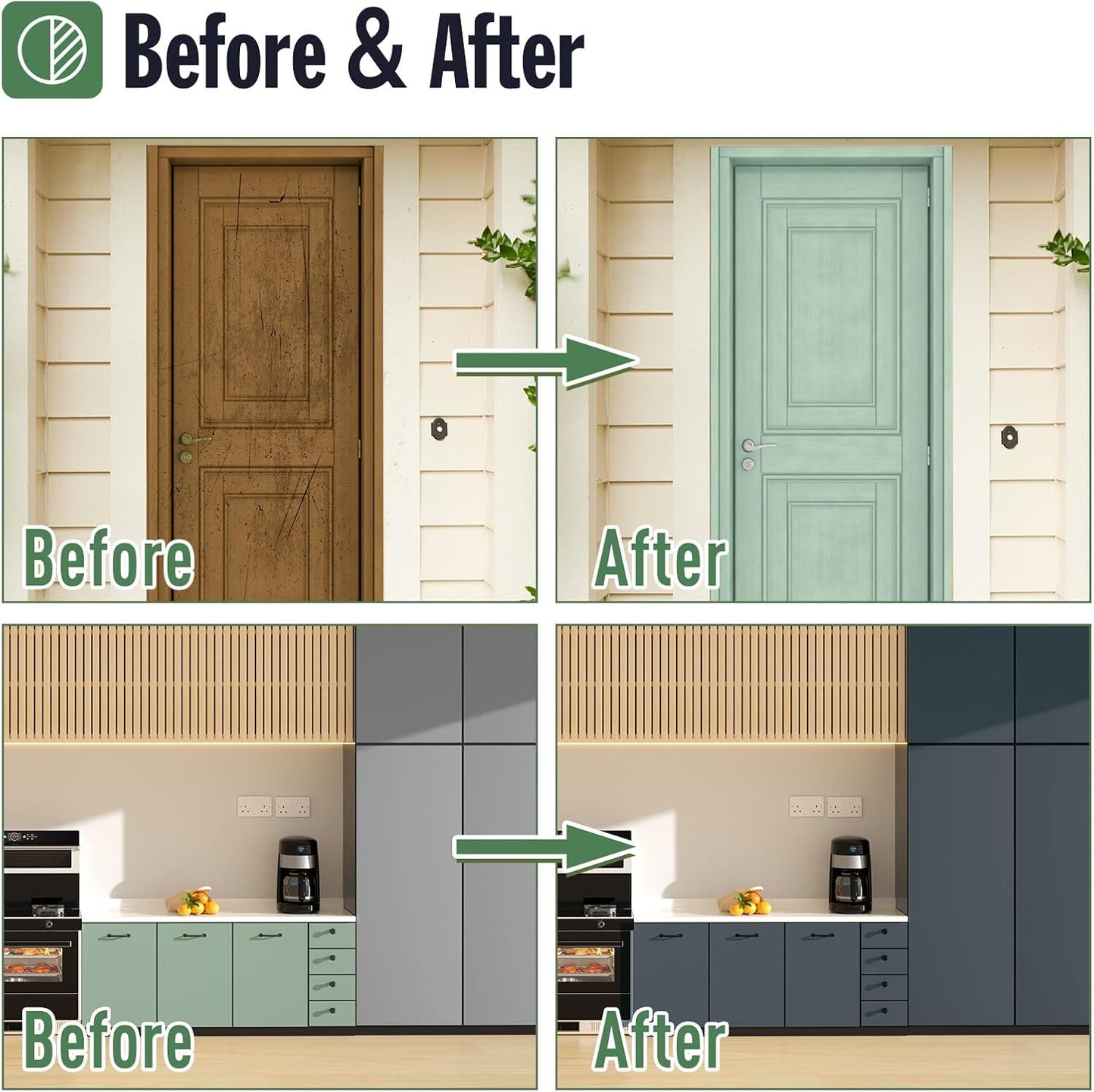 DWIL Matte Finish Furniture Paint - 32 Oz Wood Paint for Cabinets, Doors, Tables, and Dressers Refinishing - Water-Based, Non-Toxic & Odorless, Easy to Apply(Light Grey)-With Tools