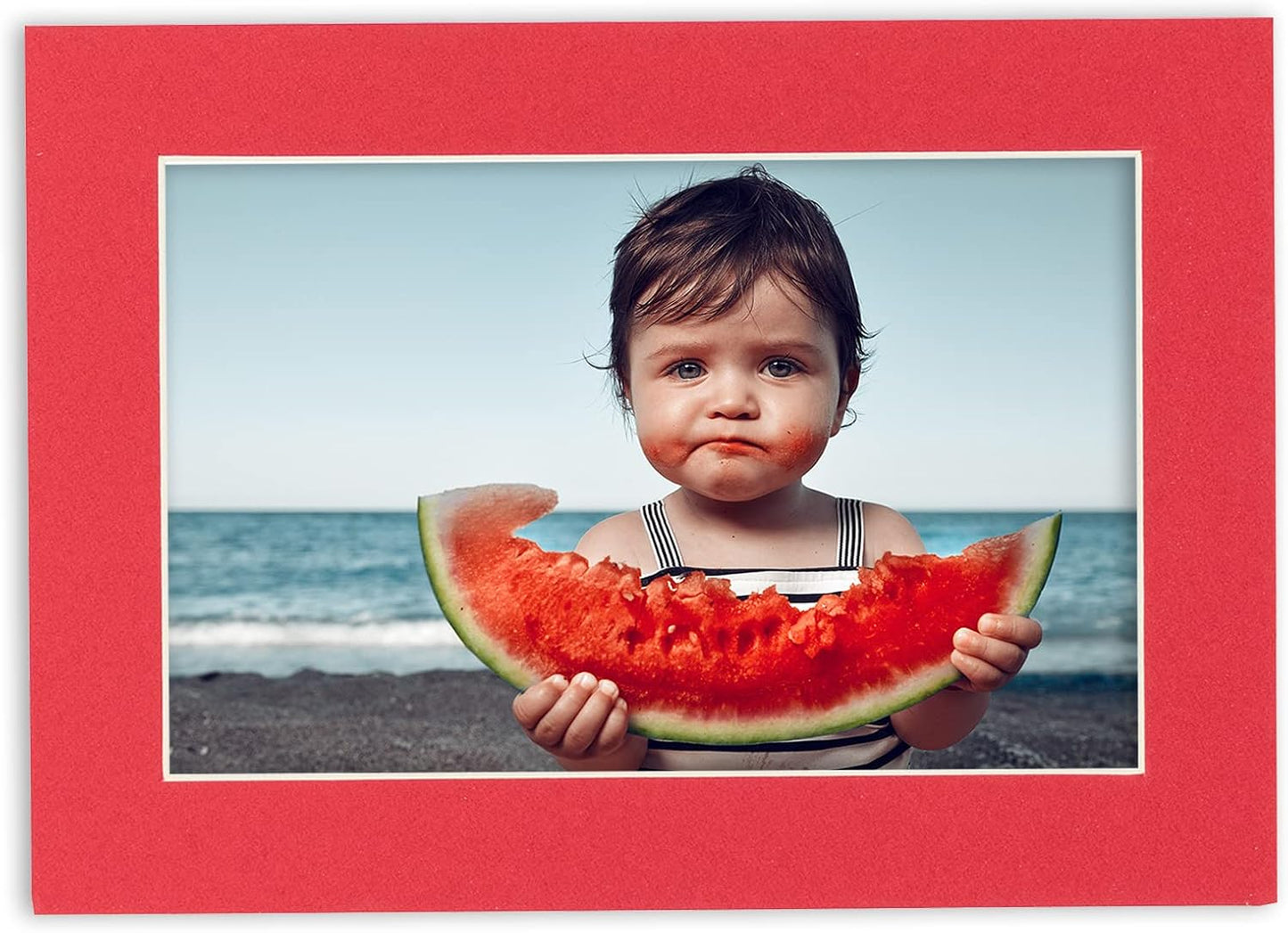 8x10 Mat Bevel Cut for 6x8 Photos - Acid Free Cardinal Red Precut Matboard With Backing Board and Crystal Clear, Self Seal Photo Mat Bag - For Pictures, Photos, Framing - 4-ply Thickness