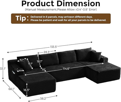 133" Oversized Cloud Boneless Sofa Couch - Image 2
