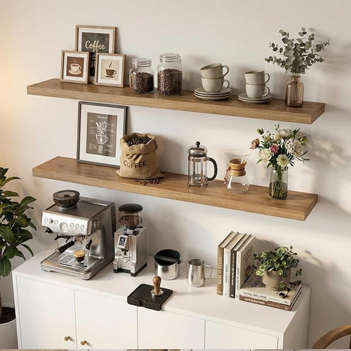 47in Floating Shelves for Wall, Wall Mounted Shelves for Decor Storage Set of 2 - Image 2