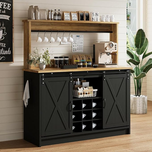 4ever2buy Farmhouse Coffee Bar Cabinet by 4ever2buy