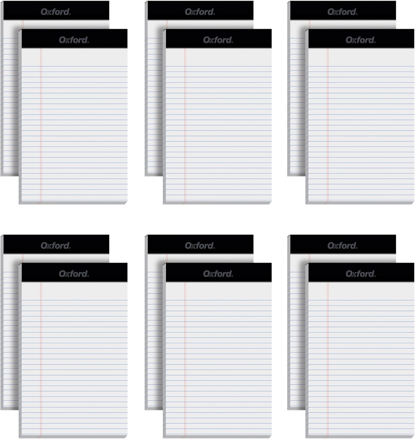 Oxford 5 x 8 Legal Pads, 12 Pack, Narrow Ruled, White Paper, 50 Sheets Per Writing Pad, Made in the USA (74019)