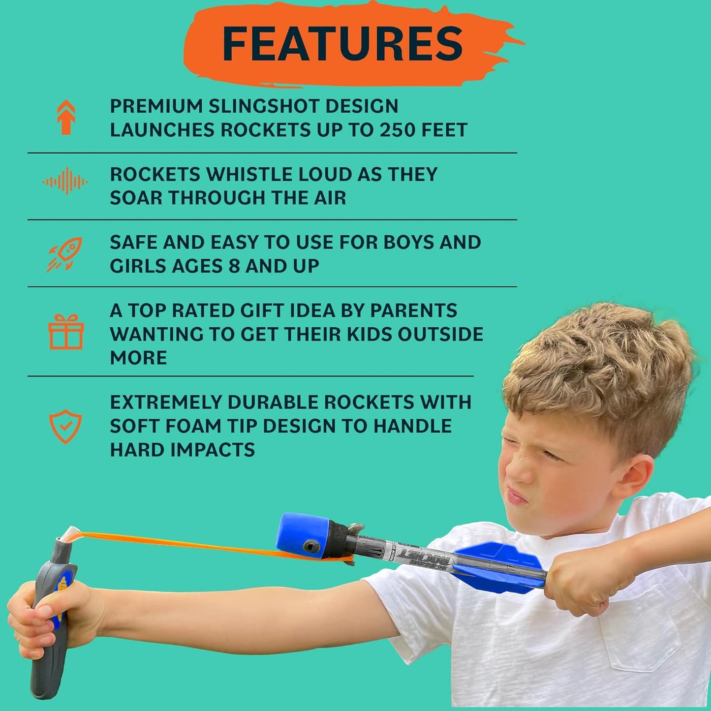 Toy Rocket Launcher for Kids: Best Outdoor Toys Slingshot Rockets Launchers Air Foam Rockets Games for Boys & Girls All Ages. Party Favor Easter Basket Stuffers & Great Gifts for Ages 8 9 10 11 12 +