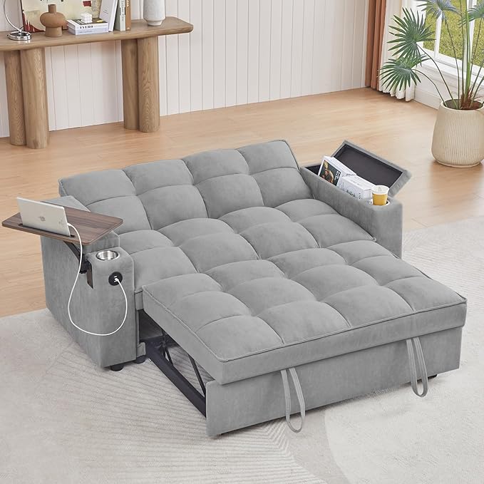 hansones 65'' 3-in-1 Folding Convertible Sofa Bed, Queen Size Pullout Sofa by hansones
