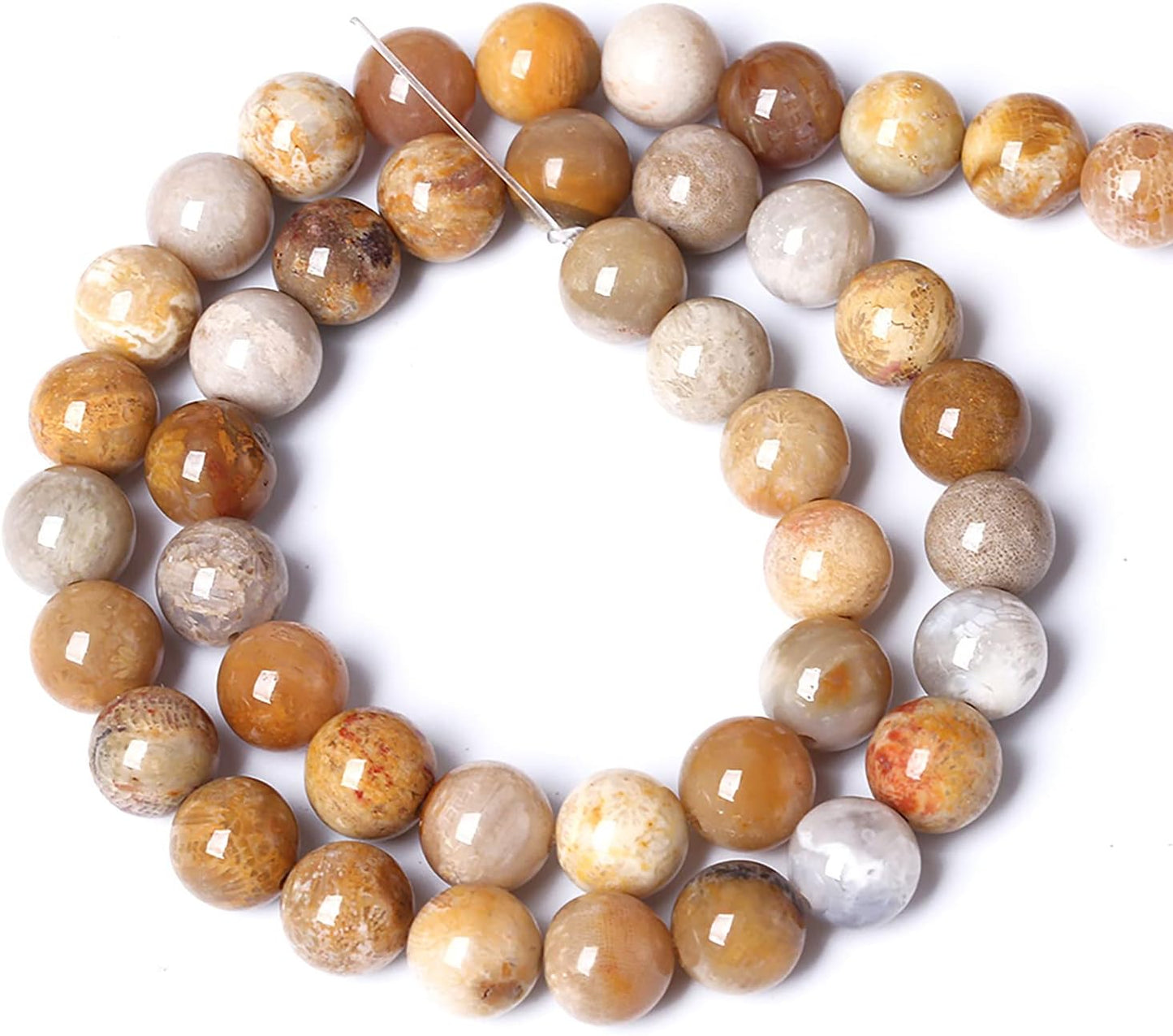 90pcs 4mm Natural Coral Jade Chrysanthemum Stone Beads Round Loose Beads for Jewelry Making,DIY Bracelet Necklace (Chrysanthemum Stone, 4mm)
