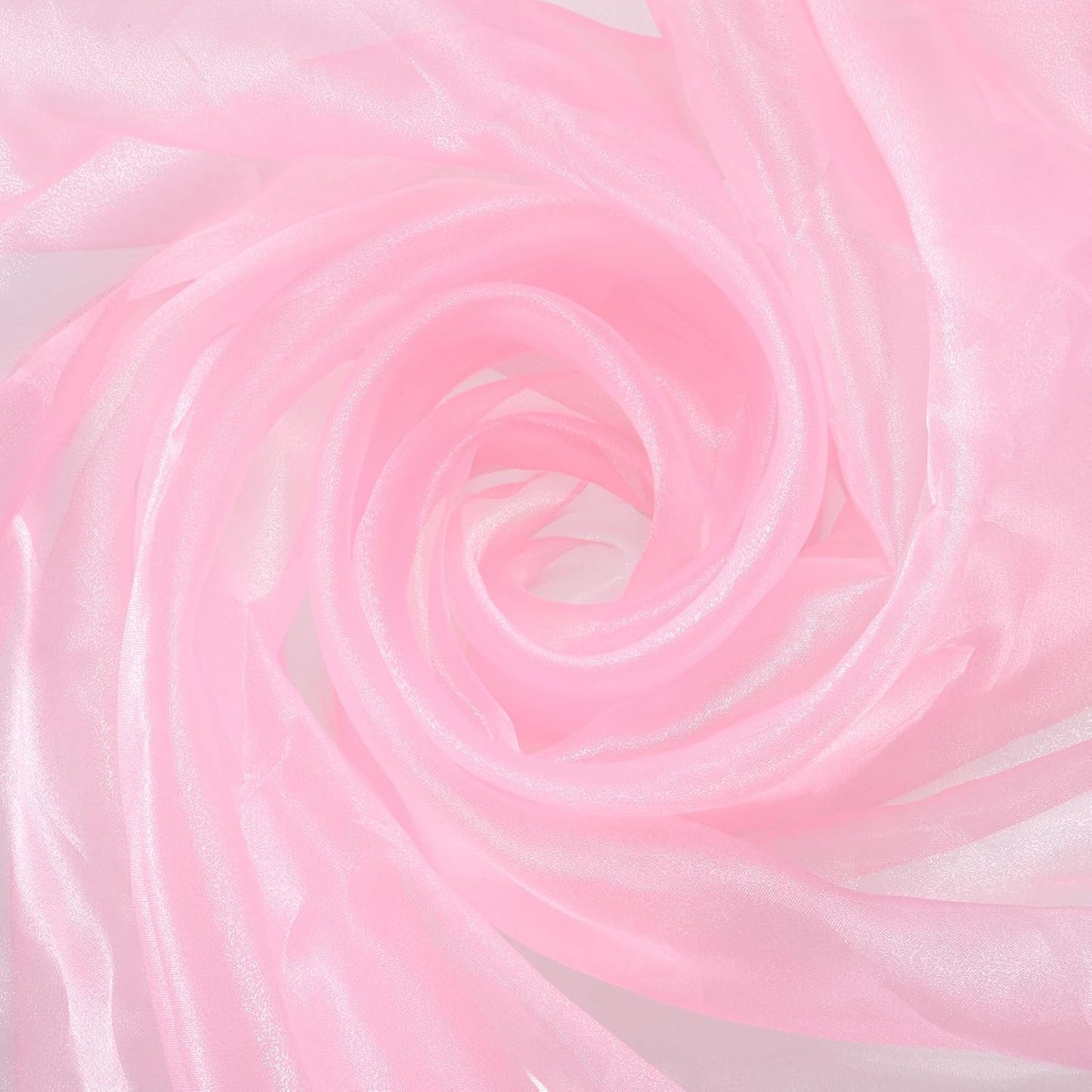 MECCANIXITY Iridescent Sheer Organza Fabric, 10 Yards x 59 Inches Solid Holographic Shiny Fabric Organza Cloth for Wedding, Curtains, Costume, Photo Background, Pink