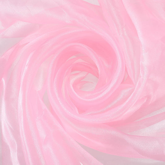 MECCANIXITY Iridescent Sheer Organza Fabric, 2 Yards x 59 Inches Solid Holographic Shiny Fabric Organza Cloth for Wedding, Curtains, Costume, Photo Background, Pink