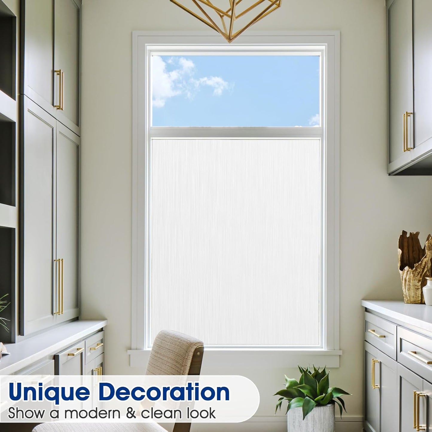 Privacy Window Film Static Cling, Frosted Glass Decorative Window Film with 96% UV Blocking, Non-Adhesive Removable Window Cling for Home Office Bathroom, 23.6 x 78.7 Inches, White