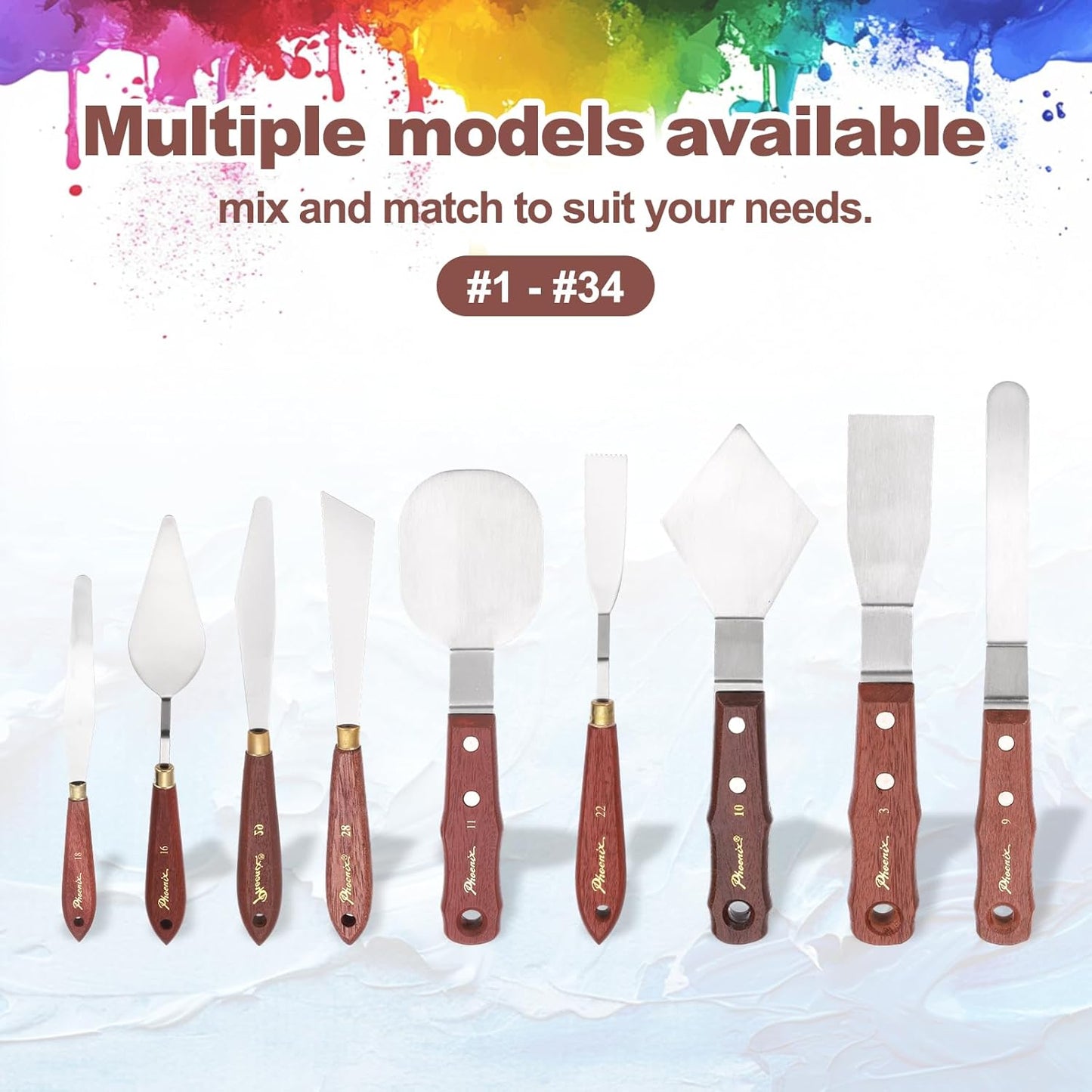 MECCANIXITY Pack of 1 Palette Knife No.18, 9.4" Long Palette Knives with Stainless Steel Flexible Spatula Pallet Knife and Wood Handle for Scraping, Mixing, Oil Acrylic Painting Canvas