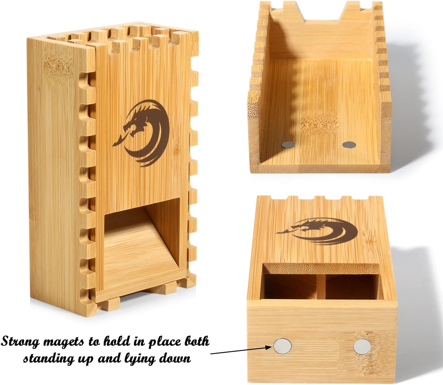 DNDND Bamboo Dice Tower, Folding Dice Tower DND Dice Rolling Tower for Dungeons and Dragons D&D Tabletop Game and RPG Games