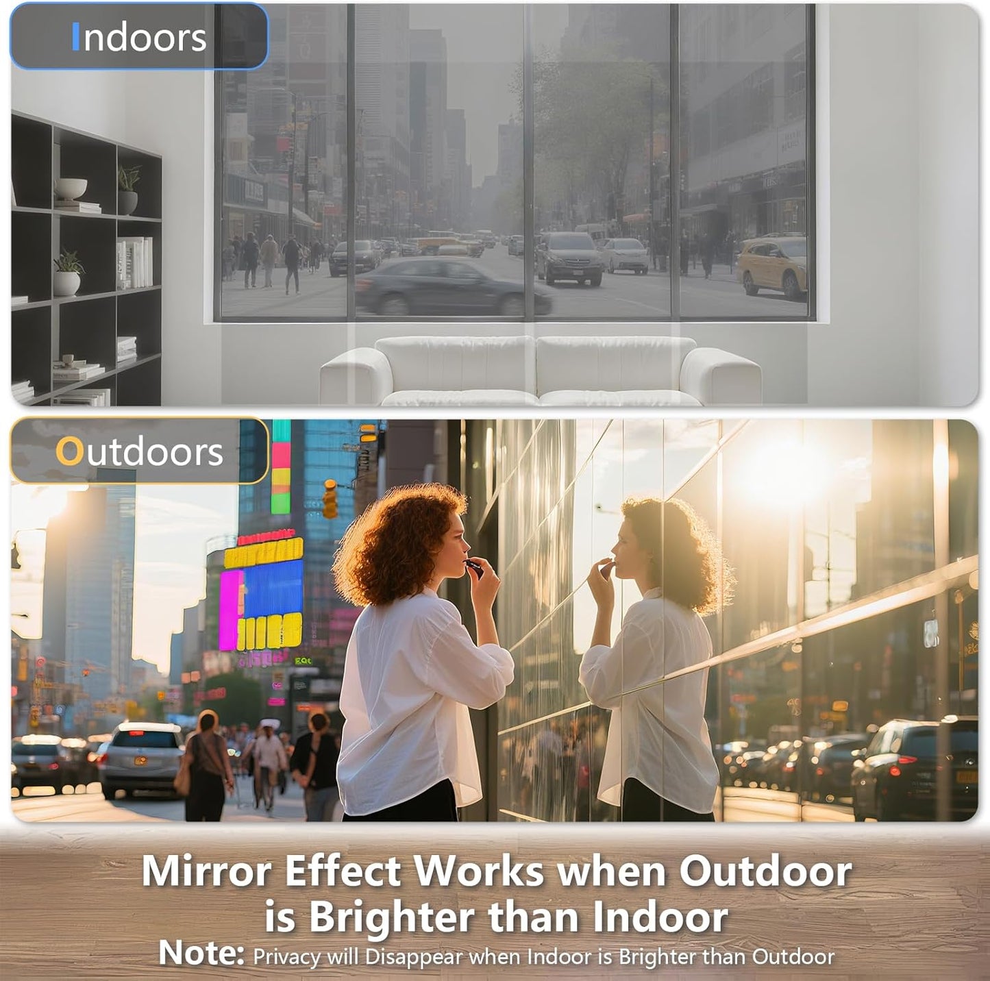 LEMON CLOUD One Way Window Privacy Film See Out Not in Reflective Mirror UV Window Cling Sun Blocking Heat Control Glare Control with Tools,35.4 Inch x 157.4 Inch