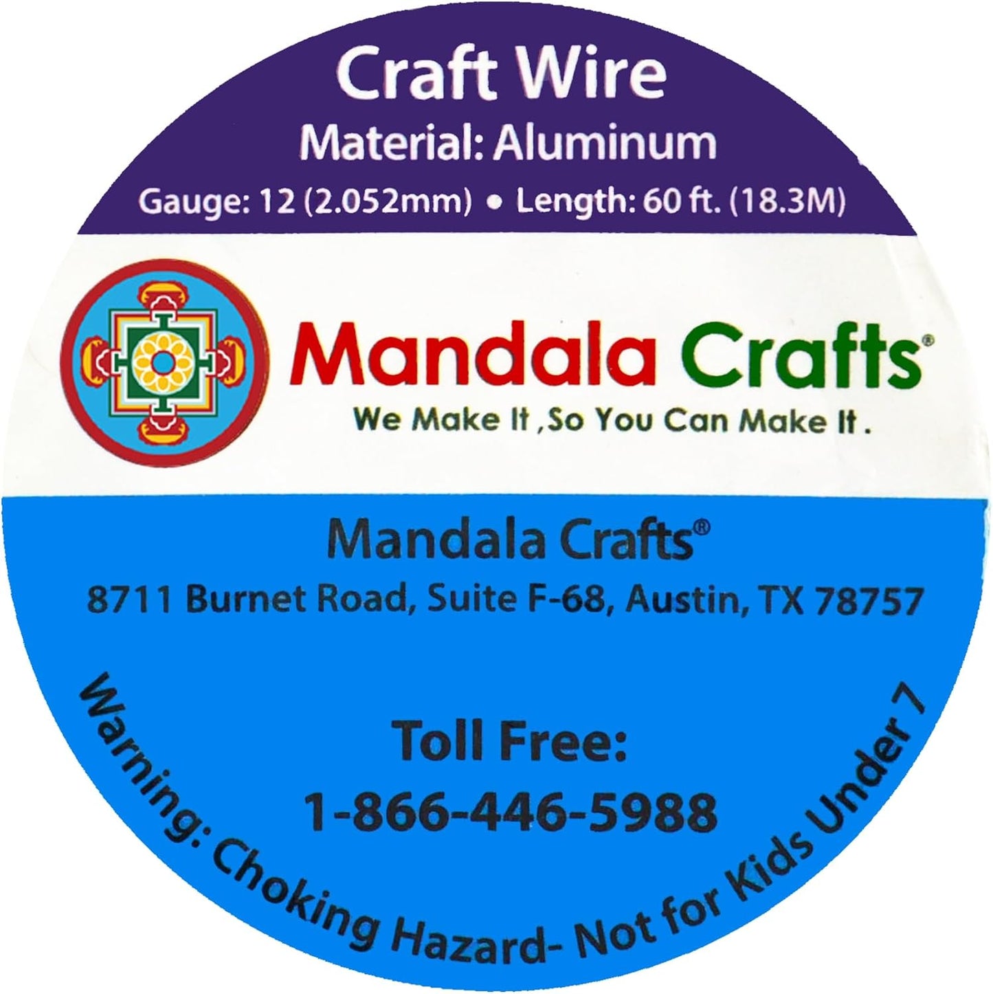 Mandala Crafts 12 Gauge Anodized Aluminum Craft Wire for Jewelry Making - 60 FT Colored Flexible Black Wire - Bendable for Bonsai Armature Crafting Sculpting