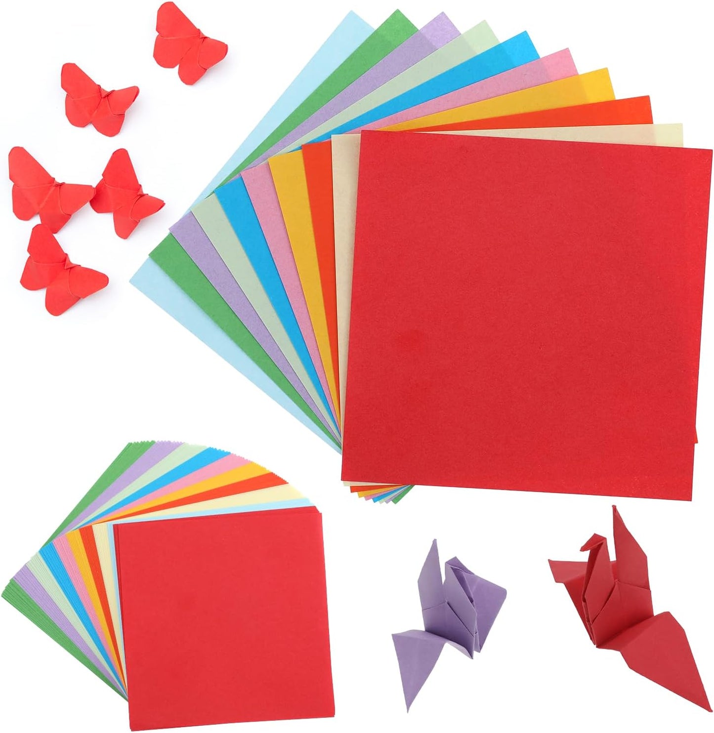 200 Pcs Origami Scrapbook, Paper Airplane Paper Double Sided Scrapbook Paper Origami 10x10 Origami 15x15 Square Mixed 10 Colors, Colored Construction Paper for Crafts and Art Folding