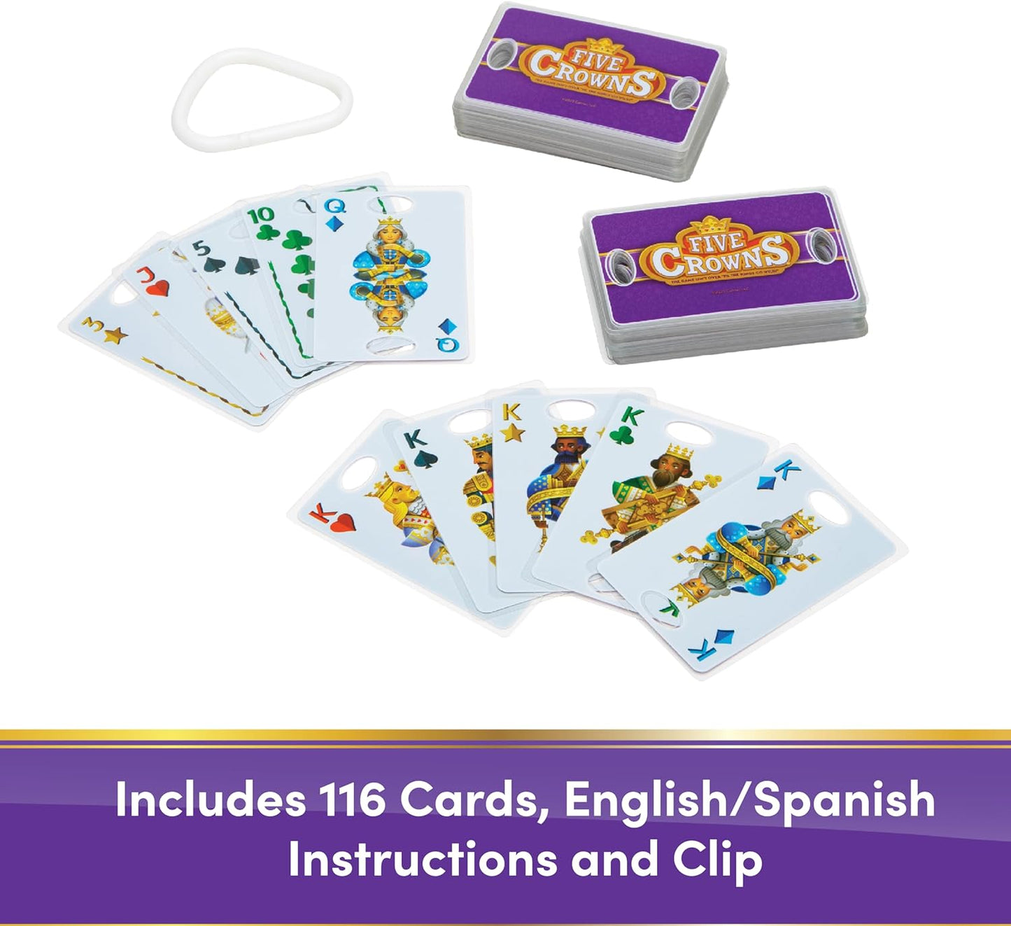 PlayMonster Five Crowns Waterproof Cards Games – Pool, Summer Toys, Pool Games, Family Game Night, The Game isn’t Over Until The Kings Go Wild!, 5 Suited Rummy Style Card Game, Ages 8+