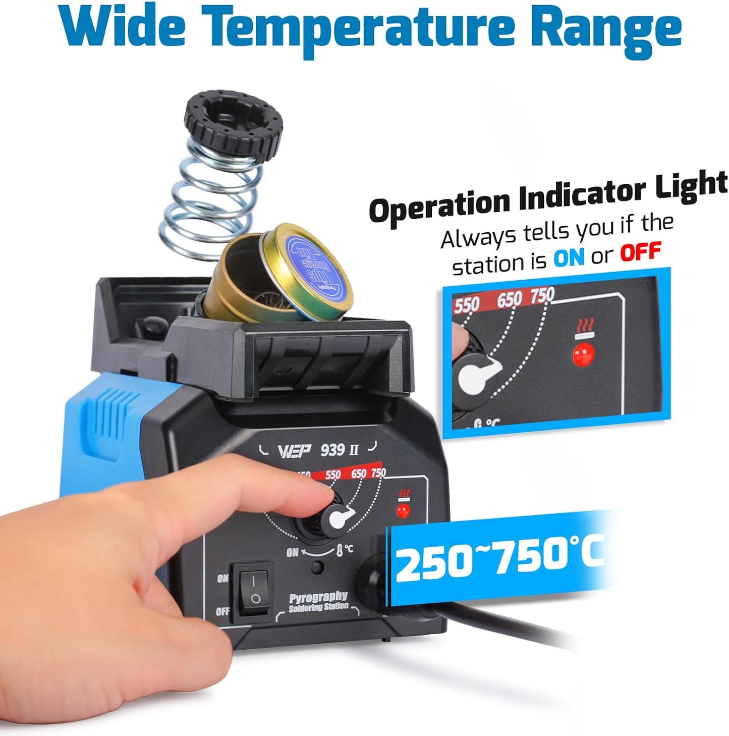 WEP 939-II Pyrography Station Wood Burning Kit 32-IN-1 with 20 Wood Burner Tips Comfort Pen with 2 Letter Number Stencils, 2 Unfinished Wood, 1 Pen Holder Woodburning Tools