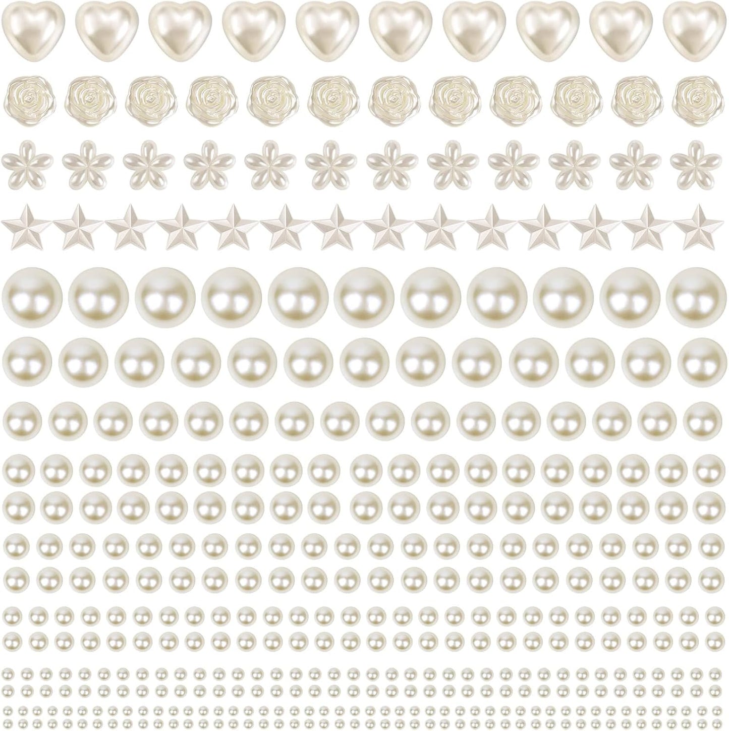 shynek 4326Pcs Self Adhesive Pearl Stickers for Crafts, Stick on Pearls Gems for Hair, Face, Makeup, Crafts, Assorted Styles and Sizes