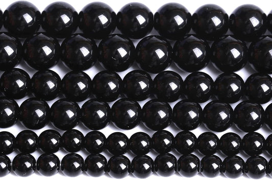 4mm 93pcs Natural Black Agates Onyx Stone Beads Smooth Round Loose Spacer Beads for Jewelry Making DIY Bracelets 15" (Black Agate, 4mm)