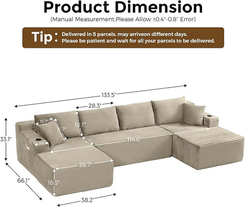 133" Oversized Cloud Boneless Sofa Couch - Image 2