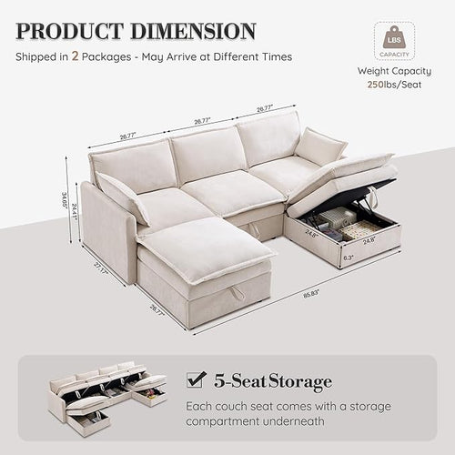 85.83" Modular Sectional Cloud Couches - Image 2