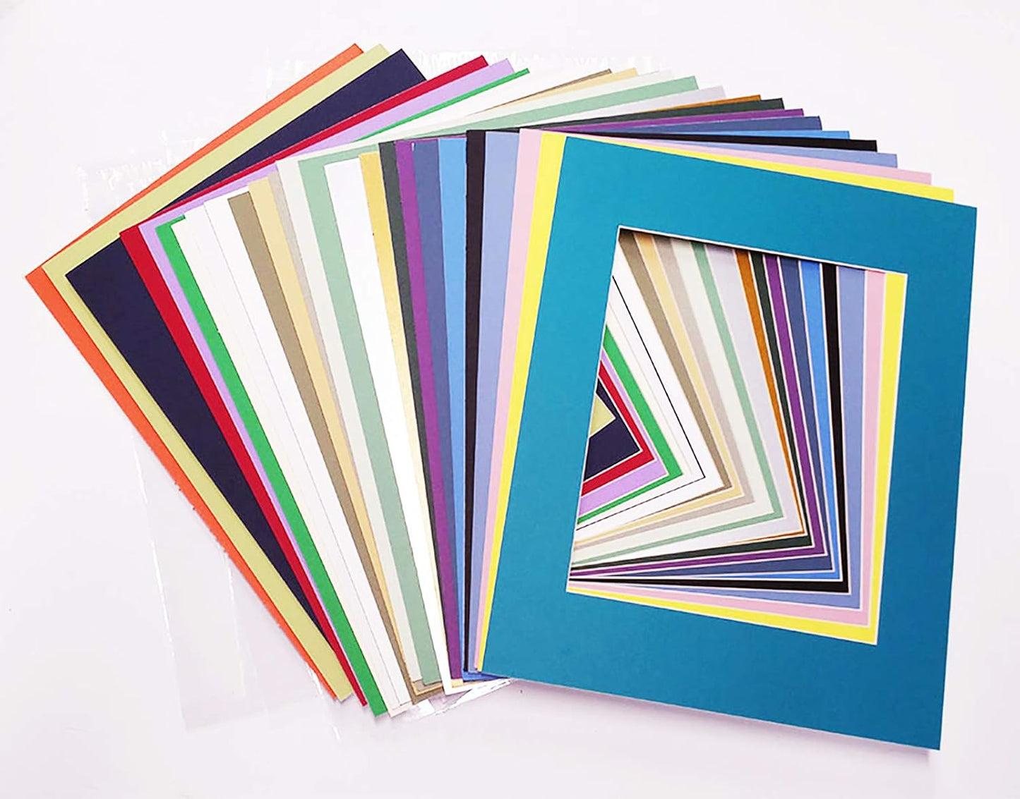 5.5x8.5 Mat for 8.5x11 Frame - Precut Mat Board Acid-Free Show Kit with Backing Board, and Clear Bags Mixed Colors 5.5x8.5 Photo Matte For a 8.5x11 Picture Frame Matboard for Framing, Pack of 100 Mats