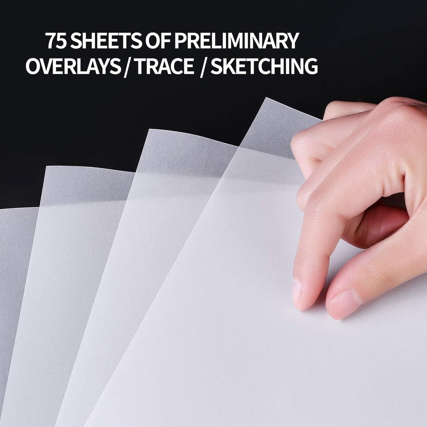 Translucent Vellum Paper, Bachmore 8.5x11 inches Tracing Pad, 75 Sheets for Pencil, Marker and Ink - Trace Images, Printable, Sketch, Preliminary Drawing, Overlays 56 LB / 90 GSM (1 Pack)