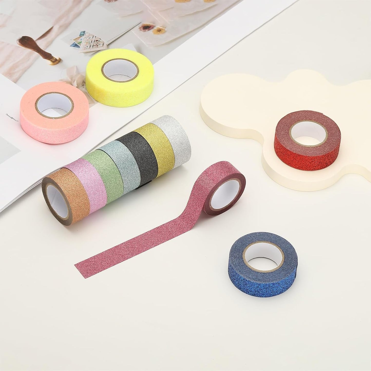 PATIKIL 1 Roll Glitter Paper Washi Tape, Washi Decorative Tape for Crafts, Navy