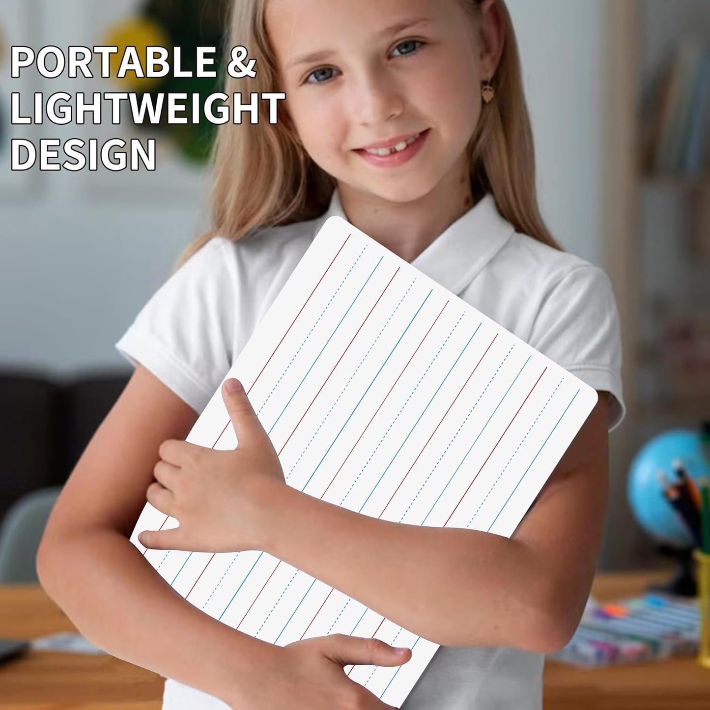 6pack Dry Erase Board 9"x12" with Lines and Blank Surface Learning,Math,Writing - Student,Teacher & Homeschool Supplies Mini Whiteboard Erasers Included Colors pens