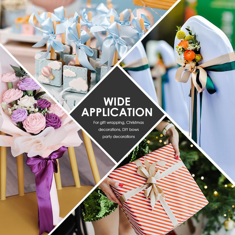 KMER LIFE 1/8" Wide x 50 Yards Green Polyester Satin Ribbon - Perfect for Wedding Decor, Wreaths, Crafts, Gift Wrapping & More